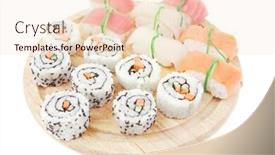  Presentation with fresh avocado - Amazing presentation theme having maki sushi and nigiri - california maki roll made of fresh raw salmon cream cheese and avocado inside with nigiri sushi topped with salmon tuna and eel isolated over white background backdrop and a lemonade colored foreground