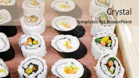  Presentation with fresh avocado - Cool new presentation theme with maki sushi and nigiri - maki rolls and california rolls made of fresh raw salmon tuna and eel with cream cheese and avocado isolated over white background on wooden plate backdrop and a lemonade colored foreground
