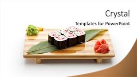  Presentation with caviar - Presentation theme with maki sushi - roll made of tobiko flying fish caviar cream cheese and smoked eel inside background and a white colored foreground