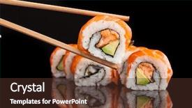  Presentation with sushi - Slide set consisting of maki sushi served on black background and a tawny brown colored foreground