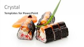  Presentation with cucumber cream - PPT theme consisting of maki-sushi-sushi-roll background and a white colored foreground