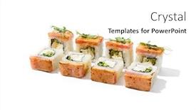  Presentation with salmon grilled fish salmon grilled - Presentation theme enhanced with maki-sushi-with-baked-salmon background and a  colored foreground