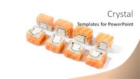  Presentation with food white - Theme consisting of maki-sushi-with-raw-salmon background and a white colored foreground
