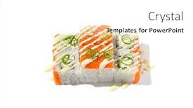  Presentation with japanese style - Presentation design having maki-sushi-with-salmon-wasabi background and a white colored foreground