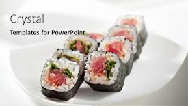  Presentation with tuna - PPT layouts with maki-sushi-with-tuna background and a white colored foreground