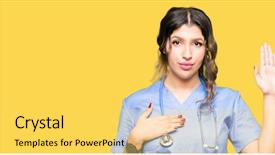  Presentation with chest pain medical severe - Cool new presentation theme with justice health - young adult doctor woman wearing backdrop and a yellow colored foreground