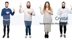  Presentation with isolated paw prints over white - PPT theme with team pledge - collage of people over white background and a  colored foreground