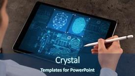  Presentation with analyses - Amazing PPT theme having making analyses and checking fingerprint backdrop and a ocean colored foreground