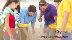  Presentation with holidays - Cool new presentation theme with making barbecue on beach backdrop and a coral colored foreground