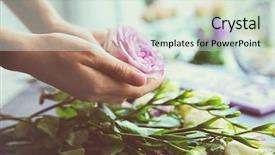  Presentation with female - Presentation featuring making beautiful bouquet at flower background and a soft green colored foreground