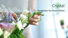  Presentation with steel making shop - Slide deck with making beautiful bouquet at flower background and a sky blue colored foreground