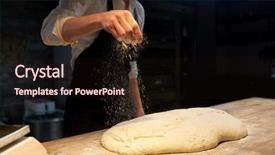  Presentation with cooking chef - Amazing slide deck having making bread and pouring flour backdrop and a wine colored foreground