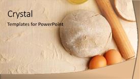  Presentation with gluten free bread on wooden - Slide deck with making bread on wooden table background and a  colored foreground