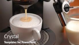  Presentation with cappuccino - Beautiful PPT layouts featuring making cappuccino with coffee machine backdrop and a dark gray colored foreground
