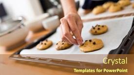  Presentation with chocolate chip cookies - Audience pleasing theme consisting of making chocolate chip cookies backdrop and a red colored foreground