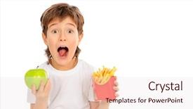  Presentation with fast food healthy - Beautiful slide deck featuring making choice between fast food backdrop and a sky blue colored foreground