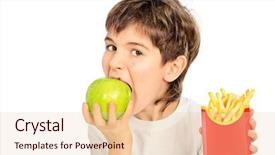  Presentation with fast food healthy - Beautiful PPT theme featuring making choice between fast food backdrop and a lemonade colored foreground