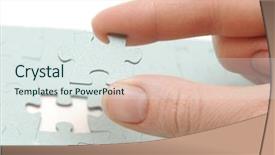  Presentation with jigsaw - PPT layouts consisting of making choices - hand inserting missing piece background and a sky blue colored foreground