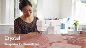  Presentation with china clothes washing machine - Presentation enhanced with making clothes using sewing machine background and a coral colored foreground