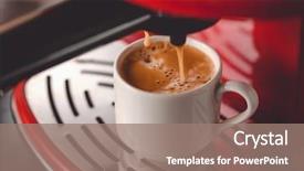  Presentation with machine - Audience pleasing theme consisting of making coffee with espresso machine backdrop and a coral colored foreground