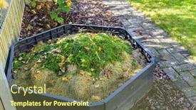  Presentation with composting - PPT layouts consisting of making-compost-in-composting-bin background and a tawny brown colored foreground