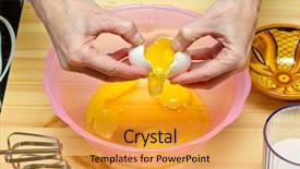  Presentation with cracking - Slide deck featuring making cookies cracking eggs background and a gold colored foreground