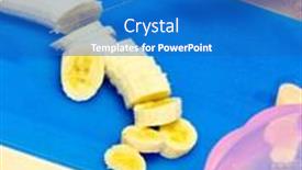  Presentation with banana - Audience pleasing PPT theme consisting of making-cookies-the-cook backdrop and a teal colored foreground