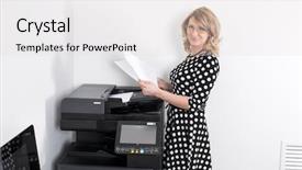  Presentation with black dot - Presentation having making copies in the office background and a light gray colored foreground