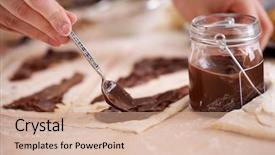  Presentation with croissant - Presentation theme featuring making croissant cookies background and a coral colored foreground