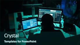  Presentation with computer malware - Slide set consisting of making cryptocurrency fraud using virus background and a ocean colored foreground