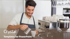  Presentation with coffee shop - Slide deck enhanced with making cup of coffee background and a coral colored foreground