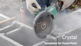  Presentation with concrete construction - Colorful presentation enhanced with making cuttings in concrete blocks backdrop and a gray colored foreground