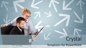  Presentation with different - Amazing theme having making difference - business person sitting at desk backdrop and a  colored foreground