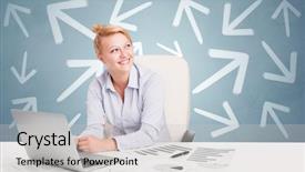  Presentation with different - Cool new PPT layouts with making difference - business person sitting at desk backdrop and a  colored foreground