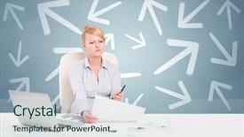  Presentation with desk - Slide deck with making difference - business person sitting at desk background and a light blue colored foreground