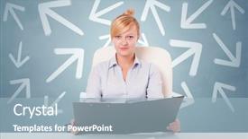  Presentation with different - PPT theme with making difference - business person sitting at desk background and a light blue colored foreground