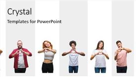  Presentation with people collage - Presentation featuring making difference - collage of different ethnics young background and a  colored foreground