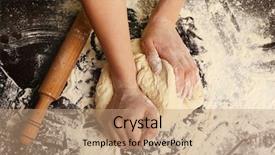  Presentation with dough - Audience pleasing slide deck consisting of making dough by female hands backdrop and a coral colored foreground