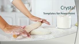  Presentation with dough - PPT layouts with making dough for apple pie background and a sky blue colored foreground