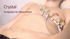  Presentation with ecg - Amazing theme having making ecg for young man in modern clinic closeup backdrop and a lemonade colored foreground