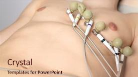  Presentation with ecg - Theme enhanced with making ecg for young man in modern clinic closeup background and a lemonade colored foreground