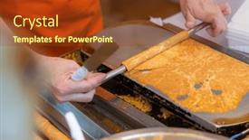  Presentation with roll - PPT theme featuring making-egg-roll background and a tawny brown colored foreground