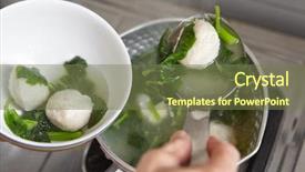  Presentation with fish ball - Presentation design consisting of making fish ball soup background and a violet colored foreground