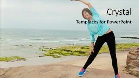  Presentation with physiotherapy making physical exercises - Presentation theme enhanced with making fitness exercises in outdoor background and a  colored foreground
