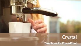  Presentation with ethical desicion making and ethical leadership - Amazing PPT theme having making fresh espresso in coffee backdrop and a coral colored foreground