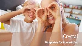  Presentation with faces - Audience pleasing slide set consisting of making funny faces at breakfast backdrop and a coral colored foreground
