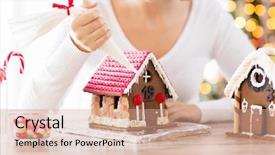  Presentation with decoration - Beautiful slides featuring making gingerbread houses at home backdrop and a coral colored foreground