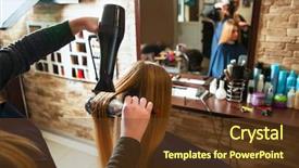  Presentation with coconut oil hair care - Amazing PPT layouts having making hairstyle using hair dryer backdrop and a tawny brown colored foreground