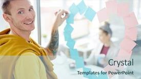  Presentation with heart - PPT theme featuring making heart of sticky notepaper background and a sky blue colored foreground