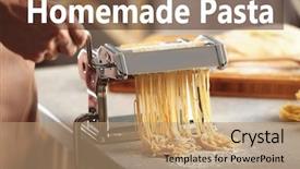  Presentation with egyptian man in make up - Beautiful slide set featuring making homemade pasta with machine backdrop and a coral colored foreground